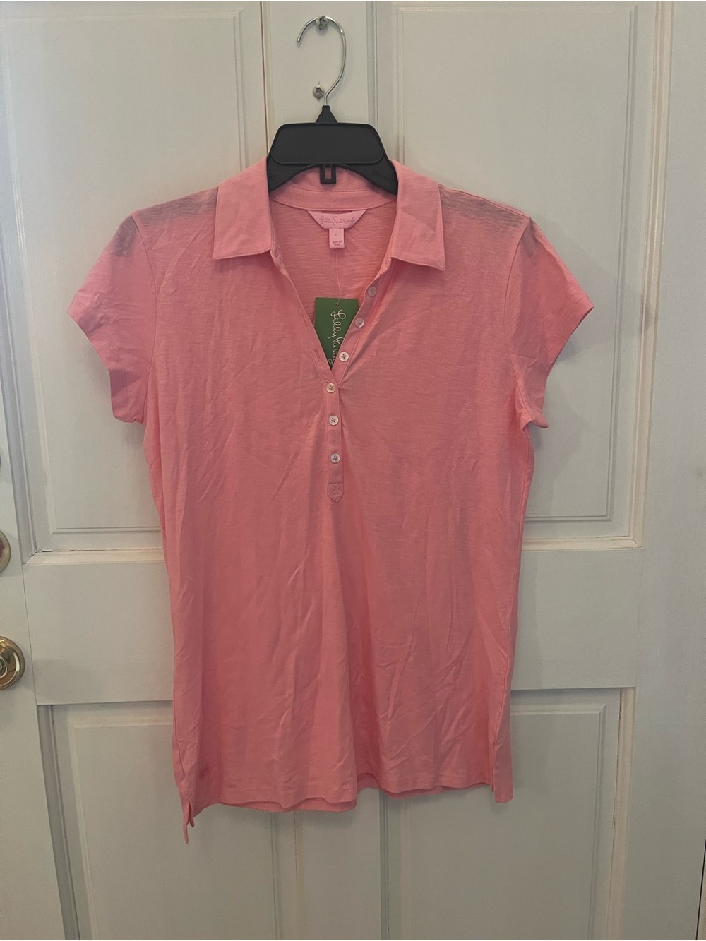 Lilly Pulitzer Coral Pink Short-Sleeve Button Polo